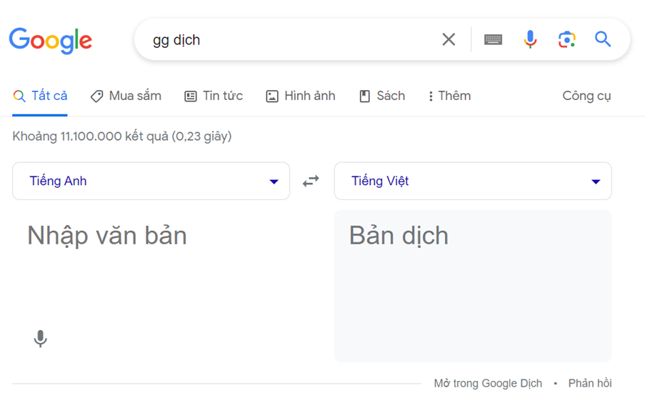 Google Translate có khả năng dịch tiếng Việt sang tiếng Anh và ngược lại dịch tiếng Anh sang tiếng Việt cực kỳ nhanh, chính xác.
